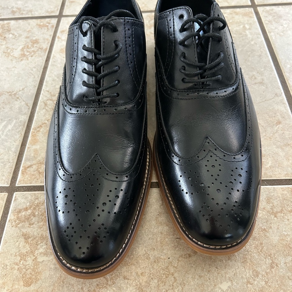 NWOT Stacy Adams Classic Men’s Black Wingtip Leather Dress Shoes